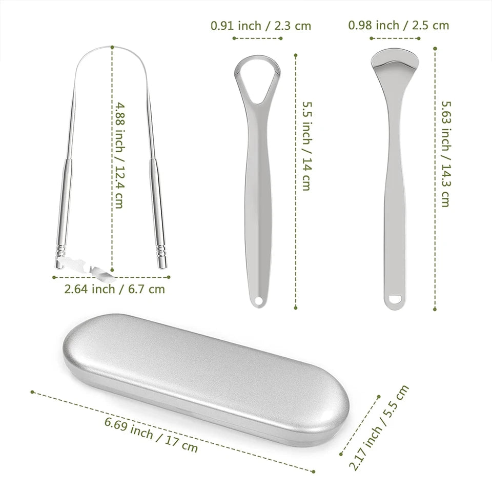Ensemble de nettoyant pour grattoir à langue en acier inoxydable de qualité supérieure